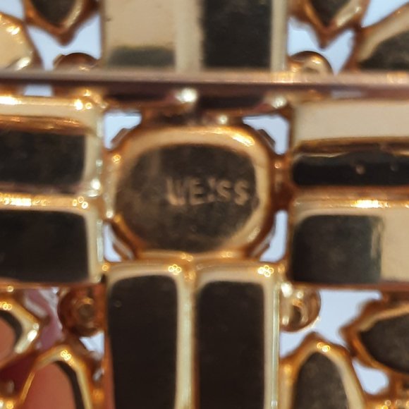 Vintage Square Topaz Crystal Brooch by Weiss - Picture 3 of 4